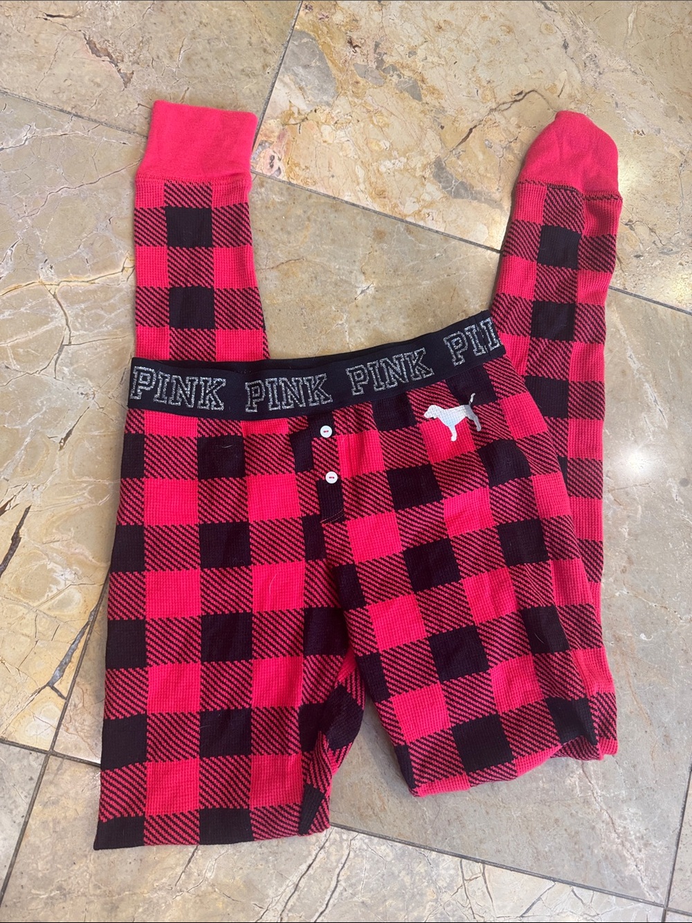 PINK Victoria's Secret Red & Black Buffalo Plaid Pajama Bottoms